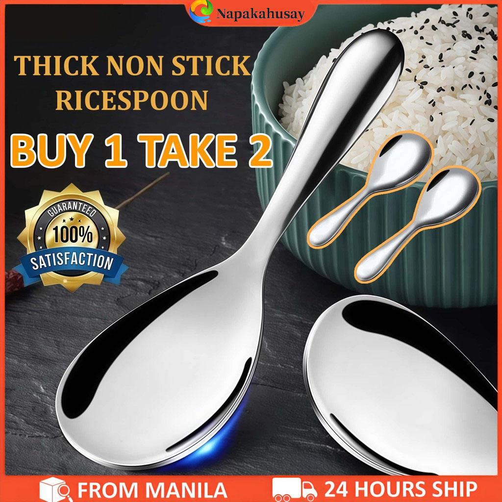 Non-stick Rice Spoon 20CM Stainless Steel Thick Round Serving Spoon for Kitchen Cutlery Tableware Set