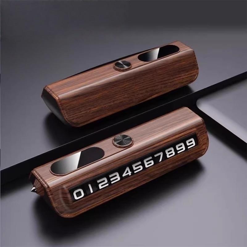 Emergency Safety & Parking Tool for Drivers - Elegant Brown, Hide Phone Number, Hard Metal Glass Breaker, Flexible
