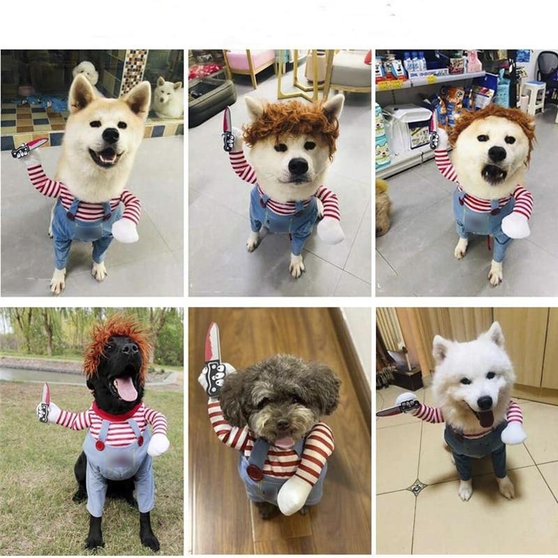 搞笑宠物狗衣服 cosplay服饰 万圣节搞怪服装 叼刀套装 猫狗节日派对服装