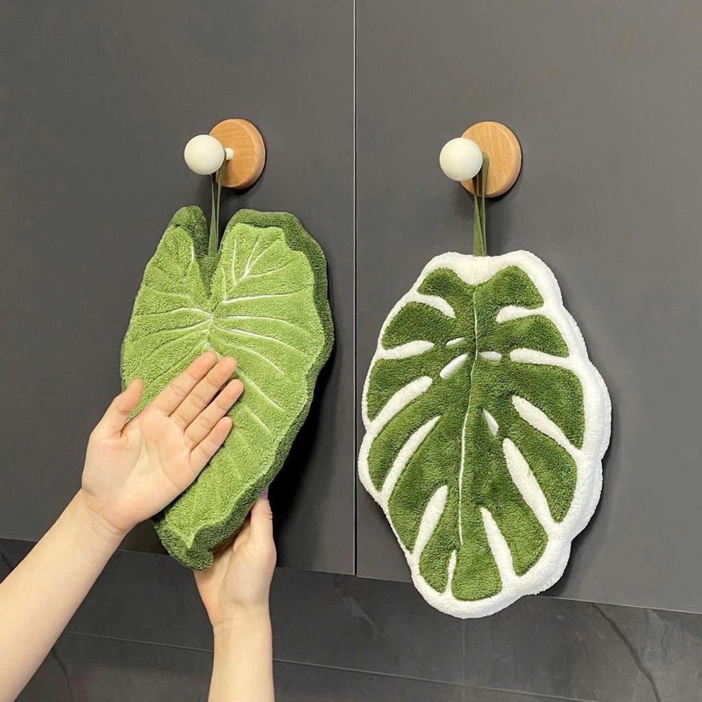 Hand Towel Wall Hanging Monstera Leaf Premium Soft Cotton Super Absorbent for Kids and Family Home Decor