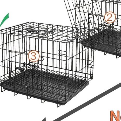 可折叠宠物笼带便盆 适用于狗和猫 重型不锈钢猫笼 黑色 宠物笼子带托盘 可折叠设计