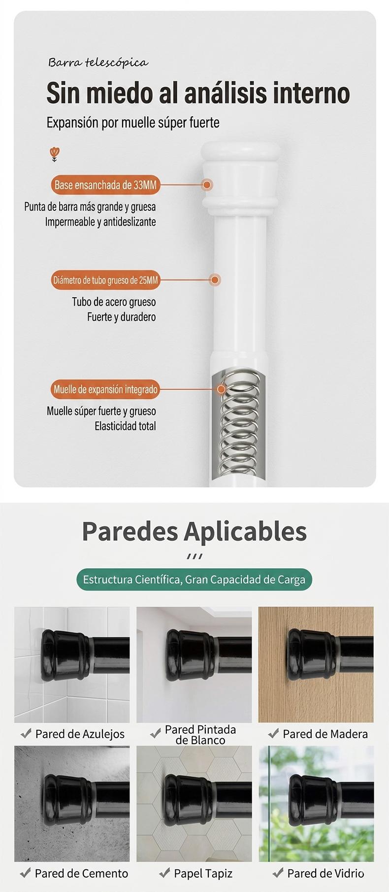 可伸缩浴帘杆免打孔压力可调节衣柜晾衣架多用支撑杆