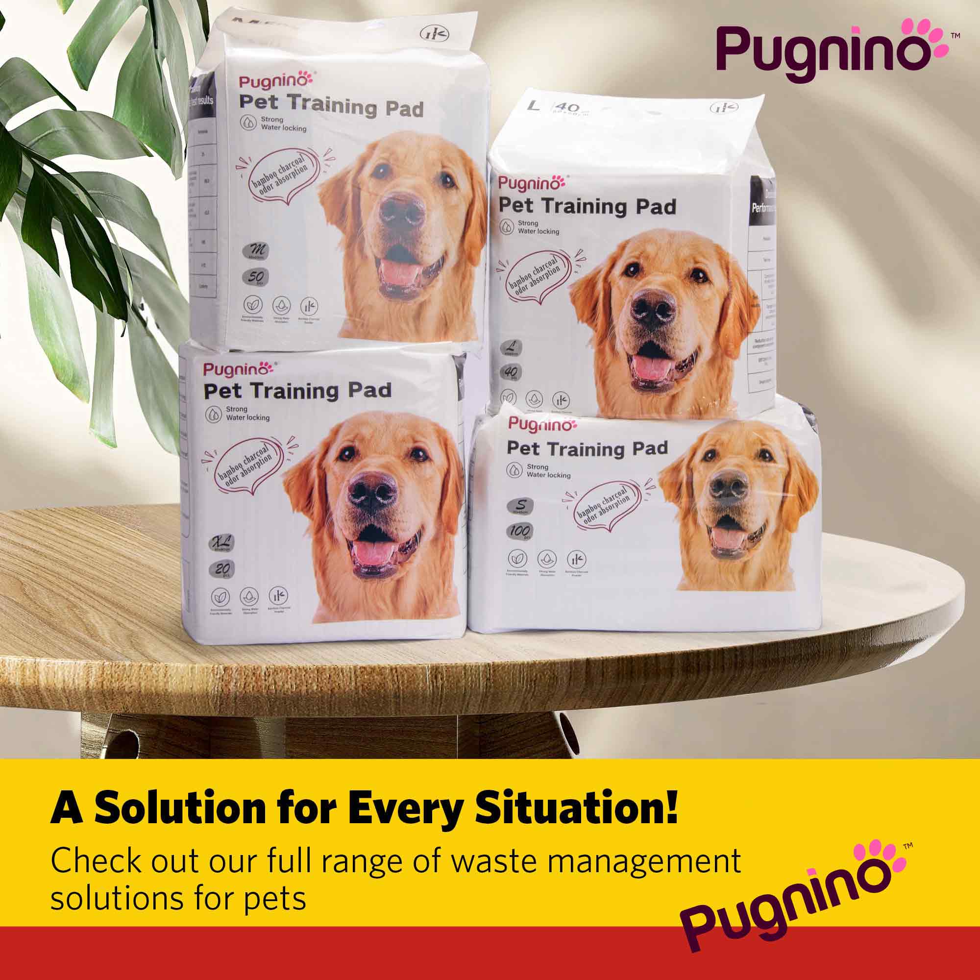 Pugnino Pet Diaper Training Pee Pads for Dogs and Cats with Bamboo Charcoal and Carbon Fiber Absorbent Nappy Mat
