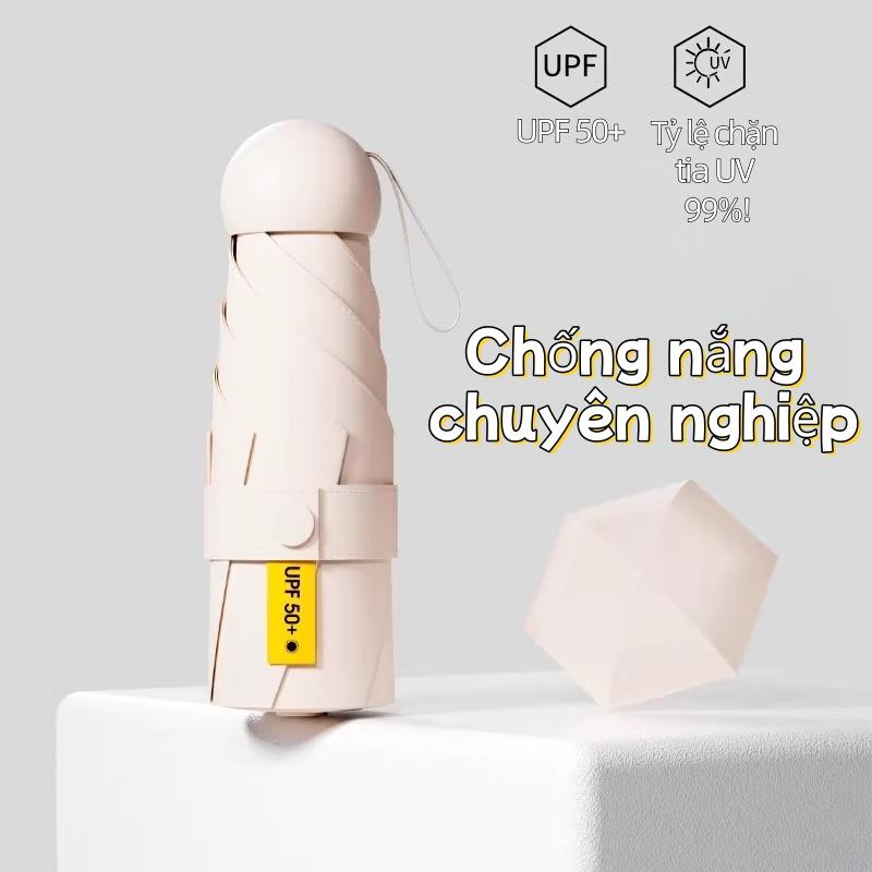 UV Protection Capsule Umbrella - Certified UPF 50+ 8-Layer Light-Blocking Windproof Easy One-Hand Operation