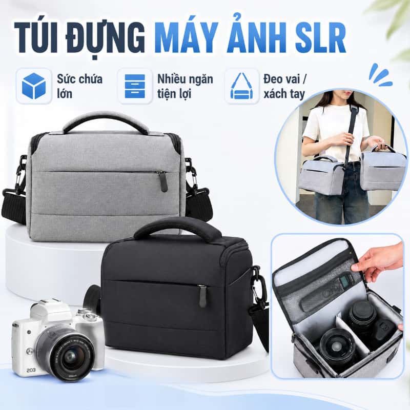 Professional SLR Camera Shoulder Bag, Shockproof Waterproof Thick Padded, Removable Dividers for Photographers