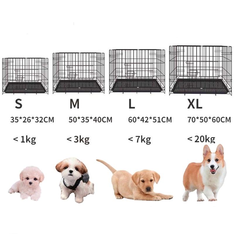 Foldable Pet Crate with Poop Tray for Dogs and Cats - Heavy Duty Stainless Steel Cat Cage, Black