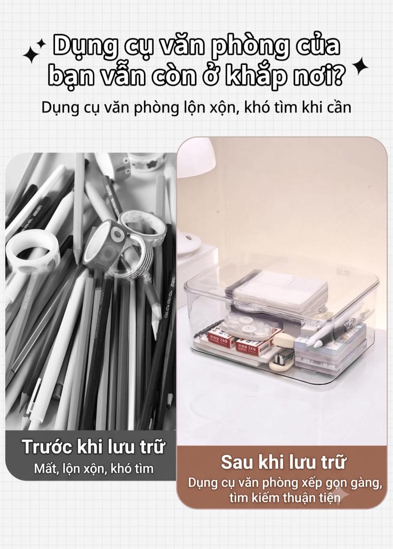 亚克力透明桌面收纳盒 翻盖防尘 化妆品收纳 宿舍卧室 装饰