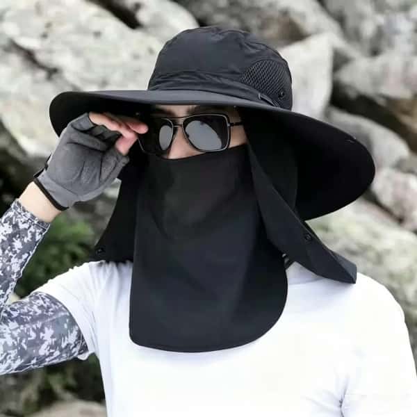 男士钓鱼帽 防紫外线 宽檐 透气速干 户外登山遮阳帽