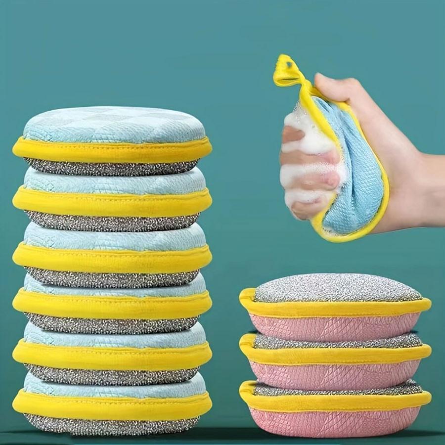 Double-Sided Dishwashing Sponges - Soft High-Density Sponge & Tough Nylon for Easy Foaming & Stubborn Grime Removal - Perfect for Kitchen Tableware Cleaning
