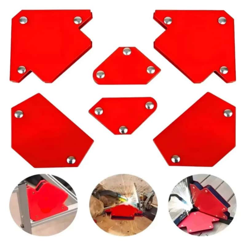 Kit 6 Escuadras Magnéticas Para Soldar Soporte Imán Para Soldadura Herrería Multiángulo 45 90 135 Grados Sujetador De Metal