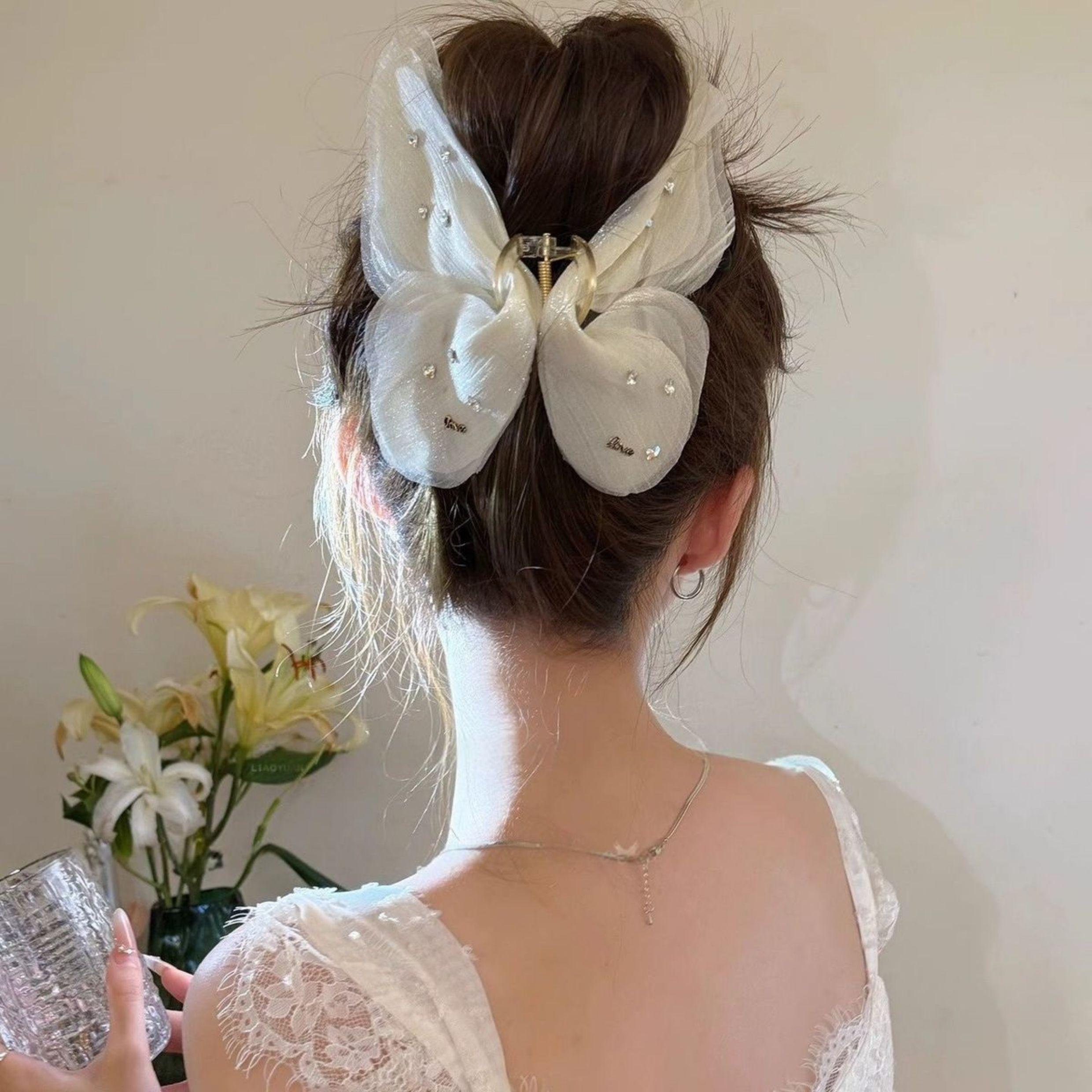 Large Butterfly Hair Clip Trendy Sheer Voile for Camisole Dress Feminine Sexy Look
