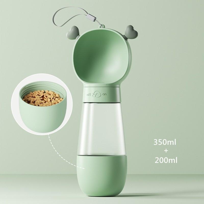 宠物户外水杯 2合1喂食器 便携 350ml 环保材质 猫狗食盆饮水瓶 绿色紫色白色粉色
