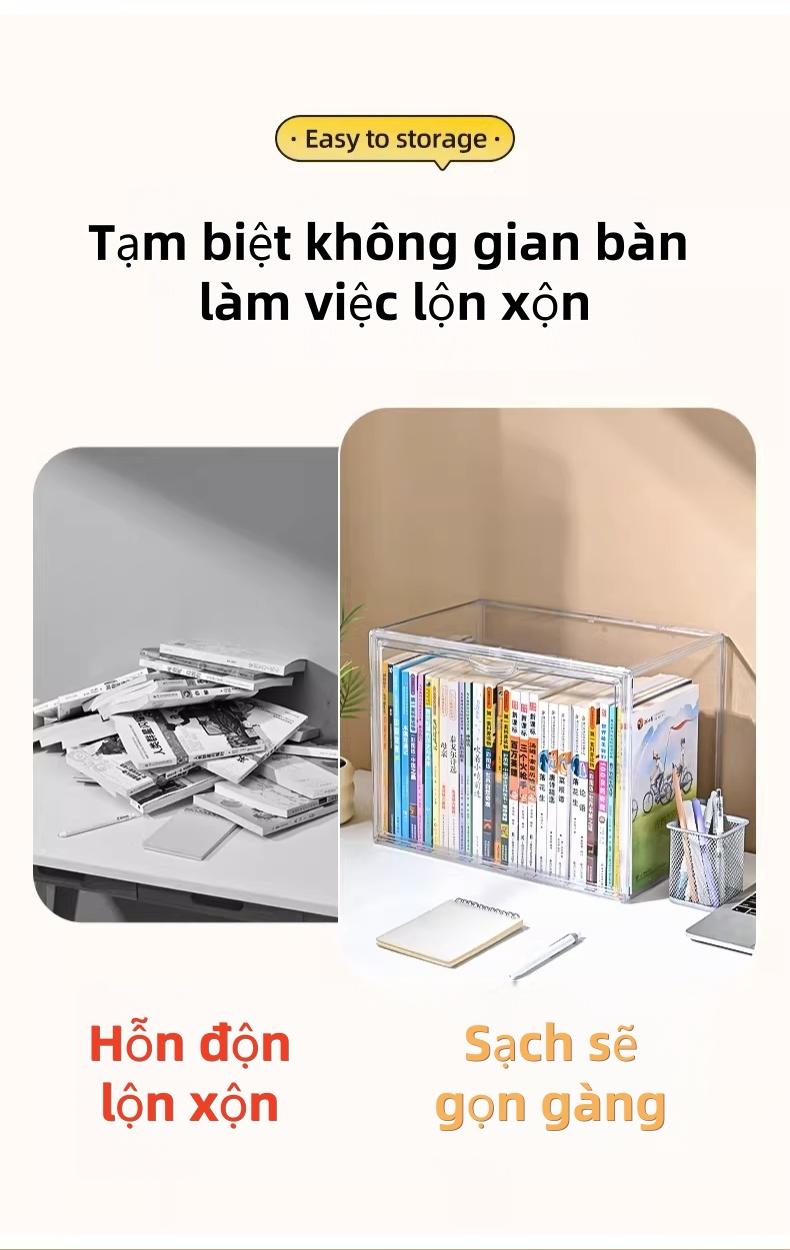 多功能透明收纳箱家用办公室整理盒36x27x32cm易组装分类储物箱节省桌面空间