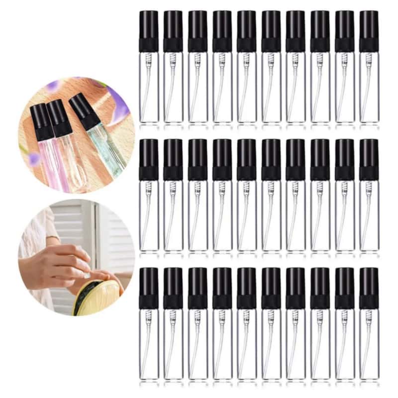 Pack 50 Botellas De Spray 5ml Atomizadores De Perfume Recargables Mini Frascos De Vidrio Para Viaje Y Muestras De Bolsillo
