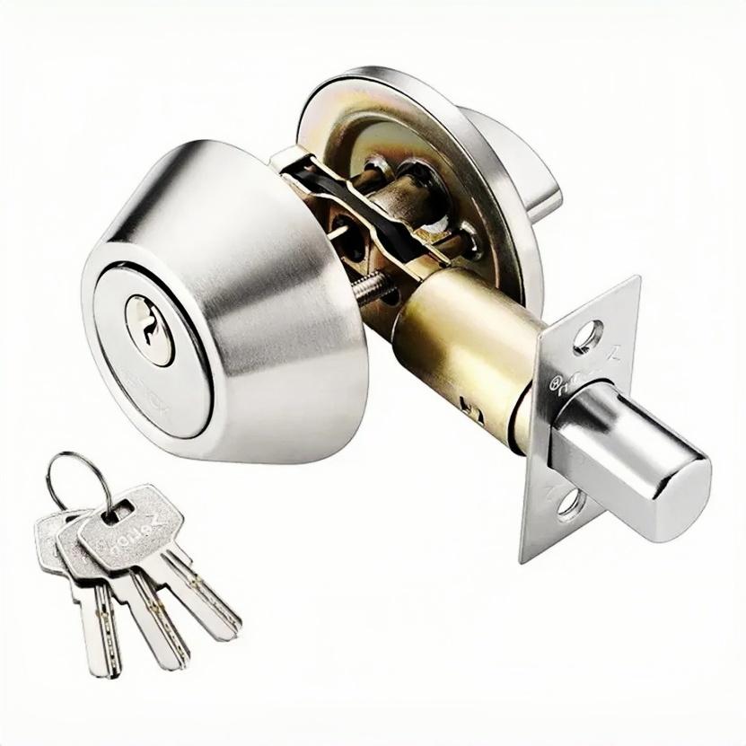 Cerrojo Auxiliar De Alta Seguridad Chapa De Cilindro Sencillo Con Juego De 3 Llaves Para Puerta Madera Aluminio Hogar