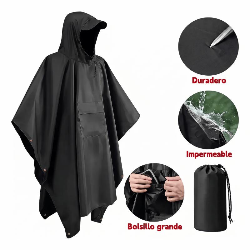Impermeable Portátil Con Mangas Y Capucha Poncho Para Lluvia Reutilizable Ligero Compacto Para Mochila Conciertos Y Viajes