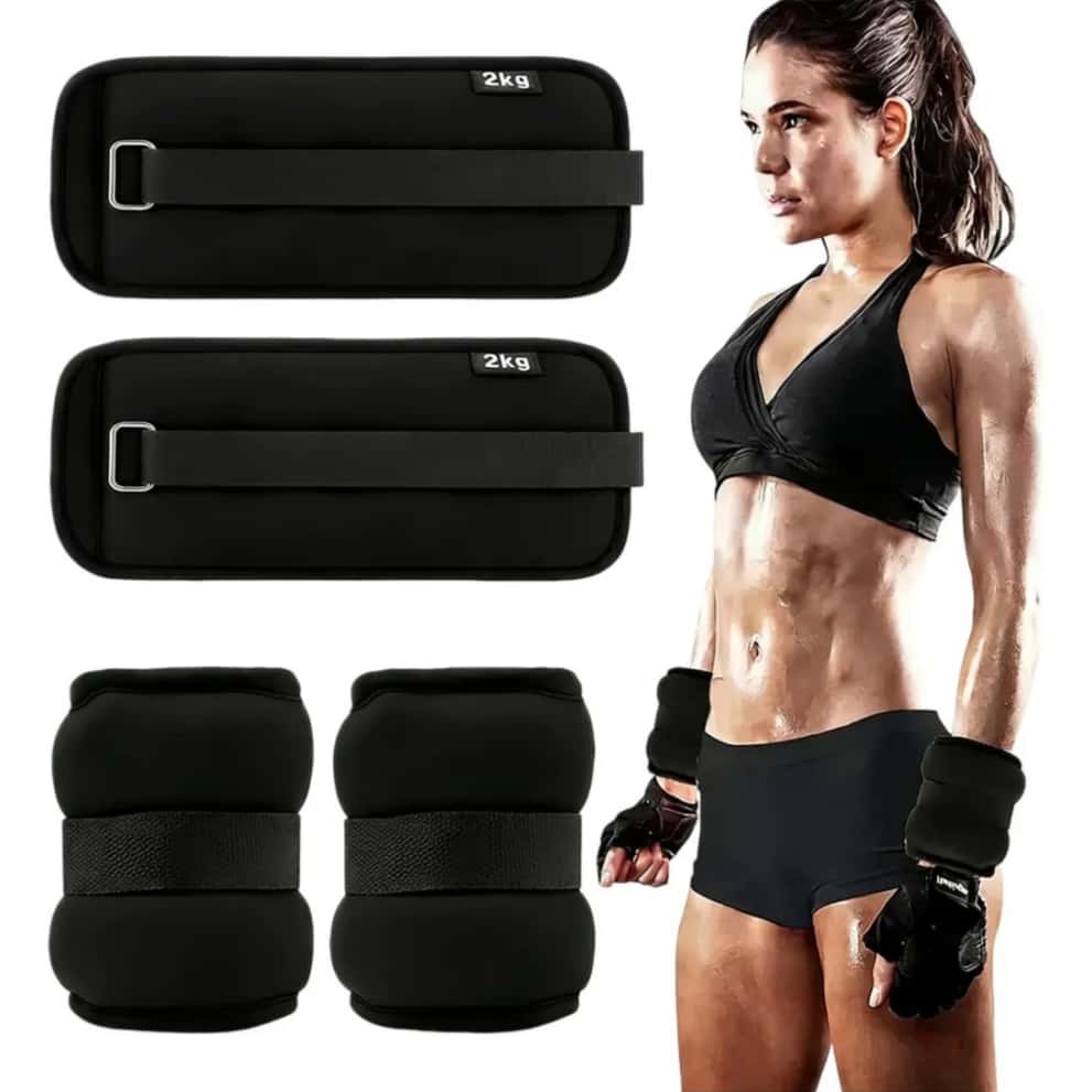 Par De Pesas Para Tobillos Y Muñecas Ajustables 4 Kg Polainas De Neopreno Con Arena De Hierro Para Fitness Correr Y Yoga