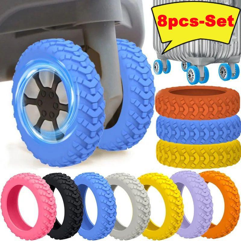8PC Silicone Wheel Covers for Suitcase Noise Reduction Thickened Wear-resistant Universal Fit Shock Absorption Non-Slip Luggage Caster Shoes