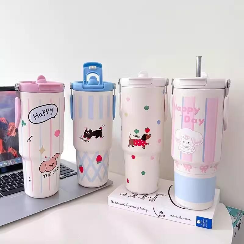 900ML 316 Stainless Steel Bottle Anti-Corrosion 7-Layer Insulated Wide Mouth Easy Clean with Separate Straw Lid Health Safe