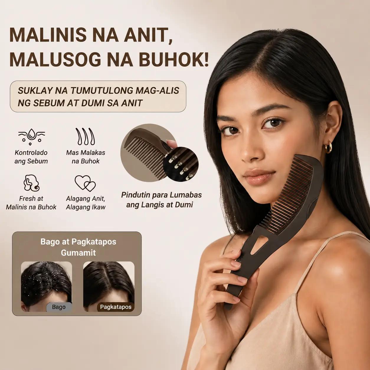 【TikTok Best Seller】Hollow Energy Scalp Comb - Para sa Malinis na Buhok at Healthy na Anit Oil Control, Tanggal Sebum, Linis Follicle, Pampadami ng Volume, Scalp Massage, Unisex