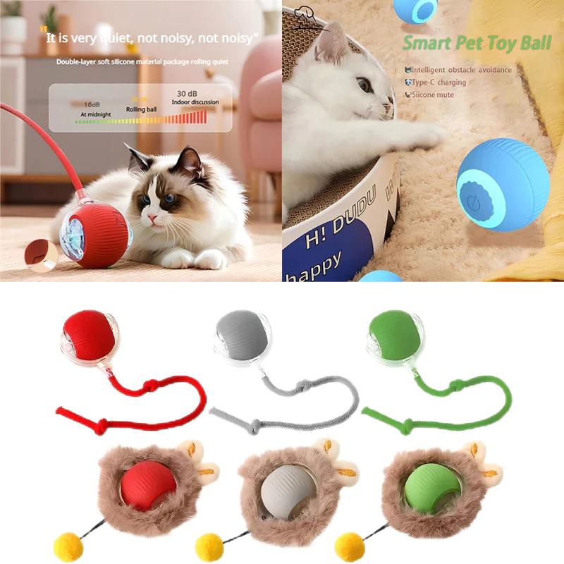 Interactive Cat Toys Ball Automatic Rolling Ball Dog Toys Rechargeable Electric Smart Cat Toy with Three Play Modes and Unpredictable Movement