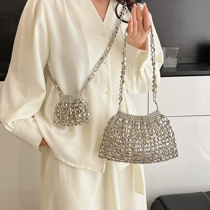 Bolso De Fiesta Plateado Elegante Para Mujer Bolsa De Noche Con Cadena Y Brillos Metálicos Para Boda Cóctel Y Eventos