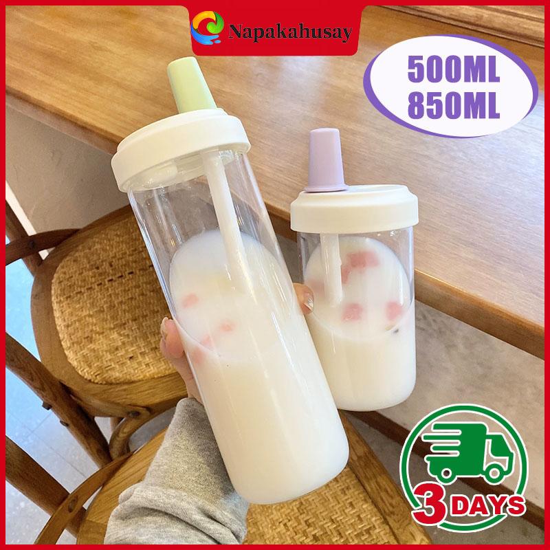 500ml/850ml Water Bottles Straw Cup with Straw, High Color Value, Large Capacity, Portable Tea Cup, Food-Grade PC, White/Purple/Pink/Green, -20-120 Degrees, Drinkware - Silicone, Tumbler Mug Reusable Bottled Washable