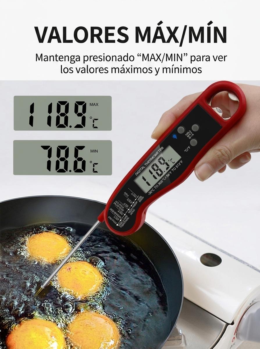 数字食品温度计 防水 即时读数 厨房烤肉用 折叠探针 BBQ 烧烤烹饪温度计 肉类