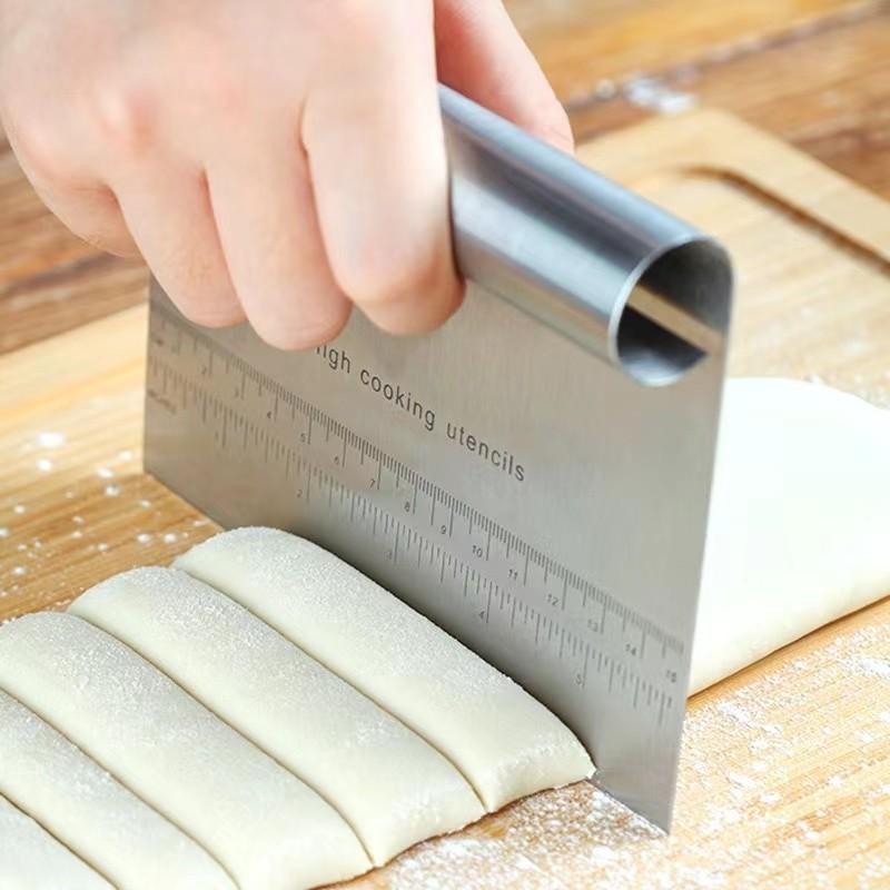 Pro Dough Pastry, Scraper Cutter, Chopper Stainless Steel Mirror Polished with Measuring Scale