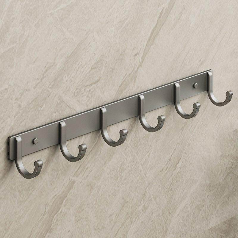 免打孔壁挂式金属挂钩架 6个金属挂衣钩 浴室卧室衣物收纳架 无需打孔拧螺丝即可安装