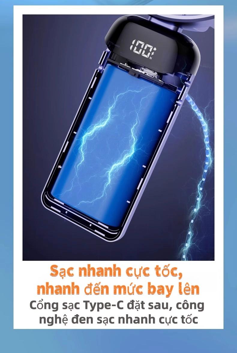 手持风扇 1200mAh 数显 精油扩散 便携折叠挂脖 大容量长续航 学习办公娱乐适用