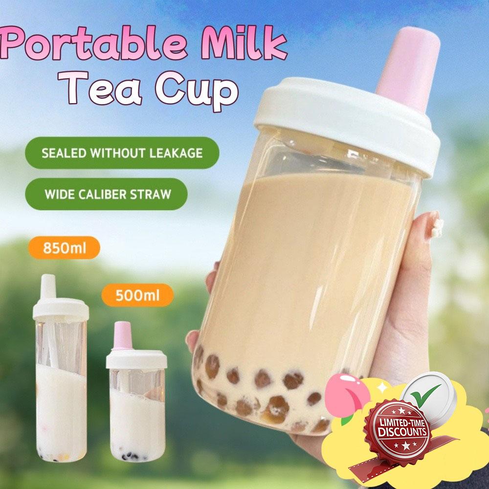 吸管杯 500ml/850ml 带吸管水杯 大容量 高颜值 便携茶杯 食品级PC 白色/紫色/粉色/绿色 -20-120度 硅胶随行杯 可重复使用 可清洗