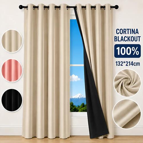 Cortina Blackout 132x214cm 1 Pieza Panel Opaca Con Ojales Aislamiento Térmico Y Reducción De Ruido Para Recámara Y Sala