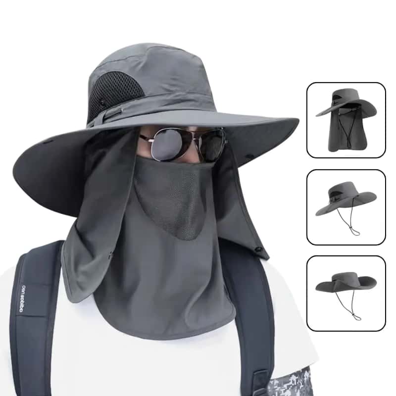 Sombrero De Pesca Para Hombre Con Protección UV Ala Ancha Gorro De Sol Transpirable Secado Rápido Para Senderismo Exterior