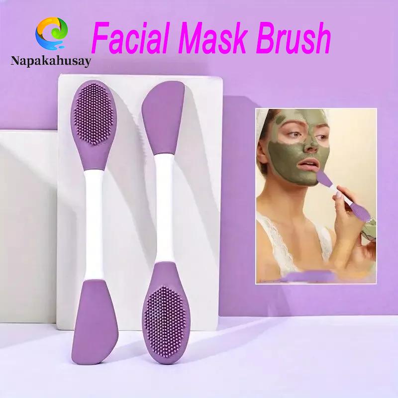Double-Headed Mask Brush Reusable Silicone Face Cleaner Double Facial Mud Masque Applicator Tools