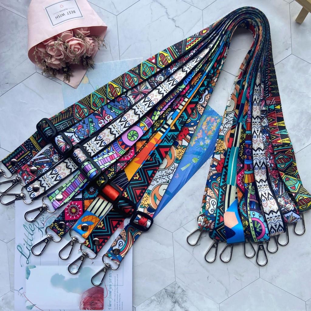 复古图案手机挂绳长款斜挎手机链可调节挂脖防丢失配件挂饰