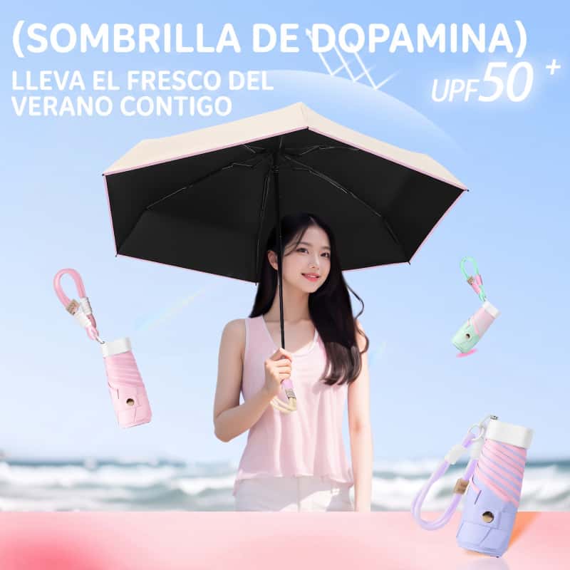 Mini Sombrilla De Bolsillo Plegable Paraguas Portátil Ligero 252g Con Protección Solar UPF 50+ Para Lluvia Sol Y Viajes