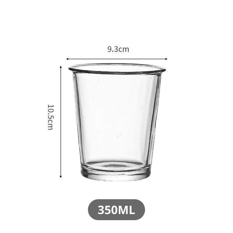 透明玻璃杯350ml 法式印花冰咖啡茶杯带手柄家用玻璃水杯