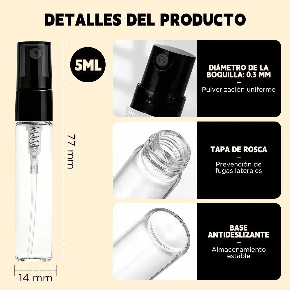 50个装 5ml 可填充香水喷雾瓶 迷你玻璃小瓶 旅行便携 随身样品分装瓶