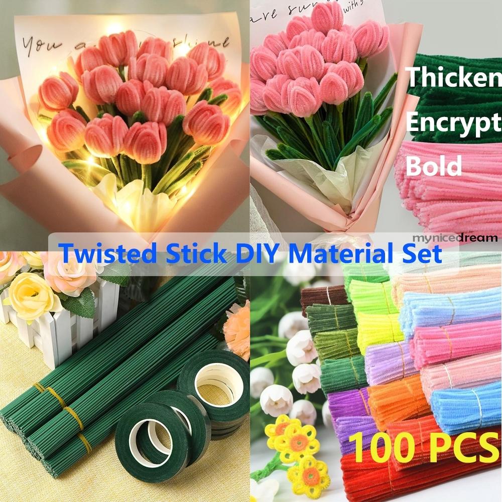 100根 直径8mm 毛根扭扭棒 手工DIY玩具制作材料 花艺材料 艺术材料 激发儿童想象力与创造力