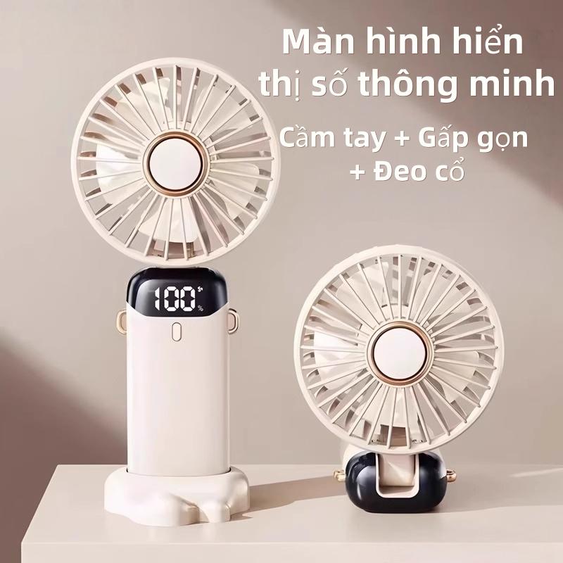 Handheld Fan 1200mAh Digital Display Essential Oil Diffuser Foldable Neck Fan for School Work Entertainment Long Battery