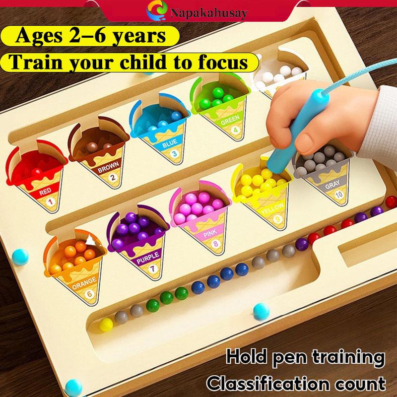 Magnetic Color Number Maze Toy | Montessori Counting Board for Kids | Early Education Math Learning.