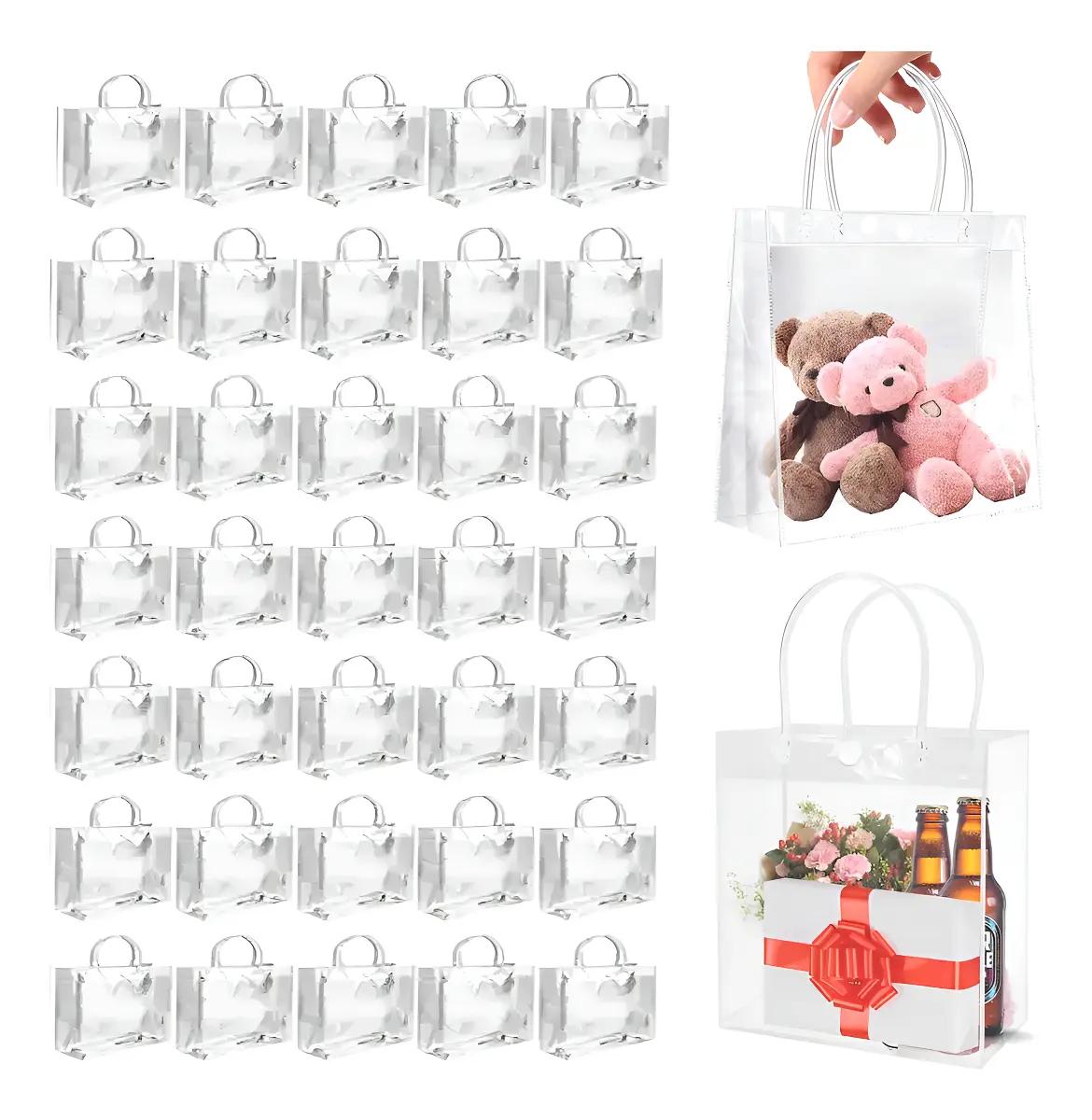 Paquete De 60 Piezas Bolsas De Regalo Transparente PVC Lavable Reutilizable Para Recuerdos De Fiesta Cumpleaños Boda