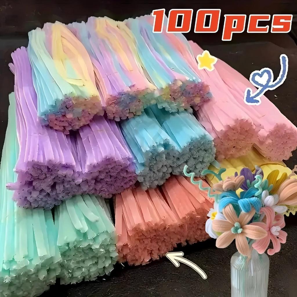 100根 直径8mm 毛根扭扭棒 手工DIY玩具制作材料 花艺材料 艺术材料 激发儿童想象力与创造力