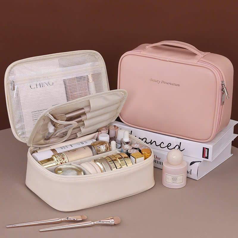 Professional Makeup Organizer Bag - Flexible Compartments, Easy Clean, Ideal for Skincare, Makeup & Personal Items