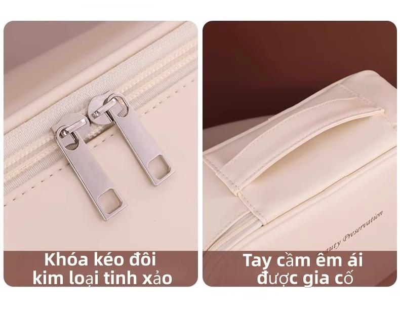 专业化妆品收纳包 内部多隔层灵活分隔 表面易于清洁 多用途适用于护肤品彩妆及个人用品收纳