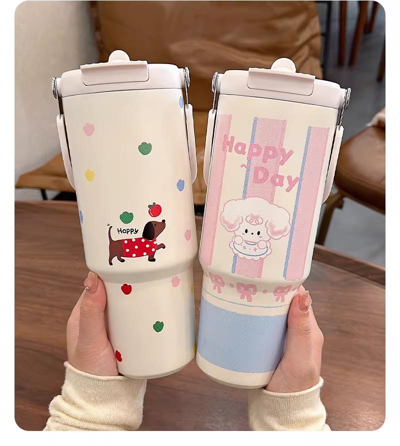 316不锈钢保温杯900ML多功能七层隔热防腐蚀大口径易清洗带独立吸管盖健康安全