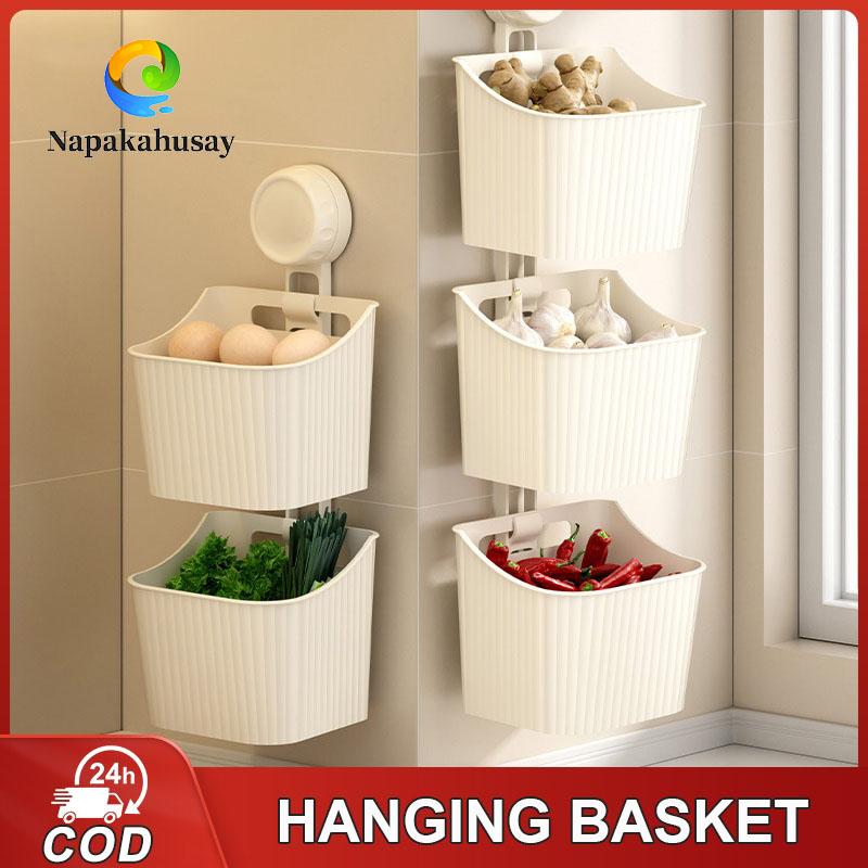 OrganizerOrganizer Rack Wall Multifunction Hanging Basket kitchen, No Drilling Required