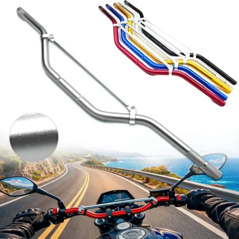 Manubrio Deportivo Para Moto Universal 22mm 7/8 Aluminio CNC Con Barra Transversal Ajustable Tipo Racing Para Trabajo