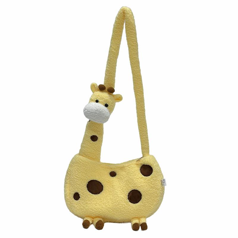 Bolso Bandolera De Jirafa De Peluche Para Mujer Bolsa Cruzada Kawaii De Hombro Suave Con Cierre Para Niñas Y Estudiantes